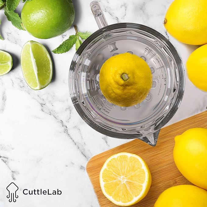 Glass 2-Cup Juicer (Clear) - Lemon and Lime Manual Squeezer, Citrus Reamer