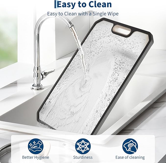 Garvee 304 Stainless Steel Cutting Board for Kitchen - Double Sided Chopping Board with Deep Juice Groove & Handle, Over-The-Sink Design, Scratch Resistant, 15x10 Inch, Premium Kitchen Gift