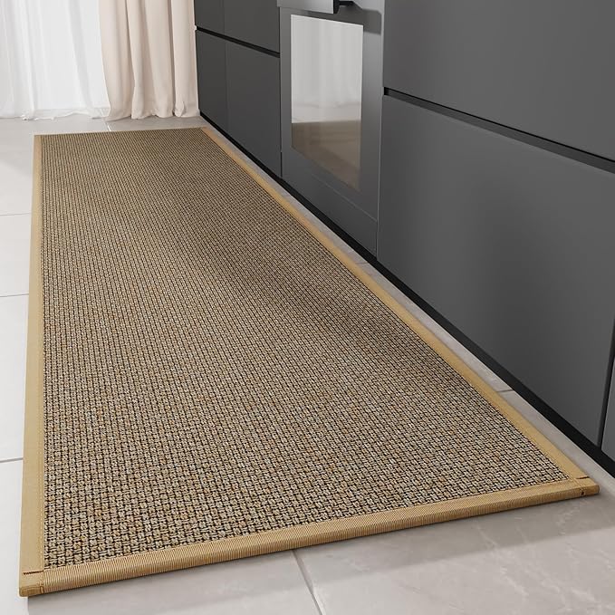 Kitchen Rug, Rubber Non Slip Kitchen Rugs Washable, Absorbent Runner Mat for Floor, Machine Washable Standing Mats for in Front of Sink, Door, Laundry, Entryway, Hallway (Brown, 70" × 20")