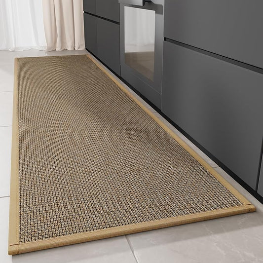 Kitchen Rug, Rubber Non Slip Kitchen Rugs Washable, Absorbent Runner Mat for Floor, Machine Washable Standing Mats for in Front of Sink, Door, Laundry, Entryway, Hallway (Brown, 70" × 20")