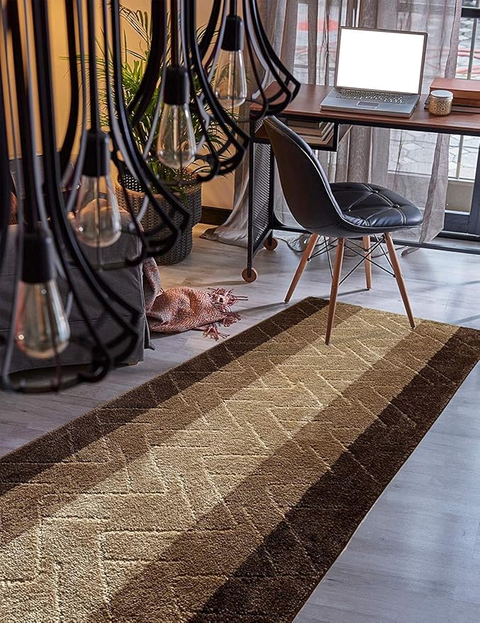 Custom Size Hallway Runner Rug Brown-Beige Color 31 inch Wide Select Your Length Non-Slip (Skid Resistance) Rubber Backing 29 feet x 31 inch