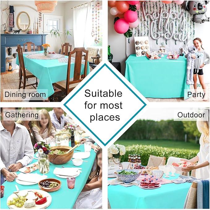 Hiasan Light Blue Tablecloth for Square Tables - Waterproof and Spillproof Washable Fabric Table Cloth for Dining Room Kitchen Party, 60 x 60 Inch