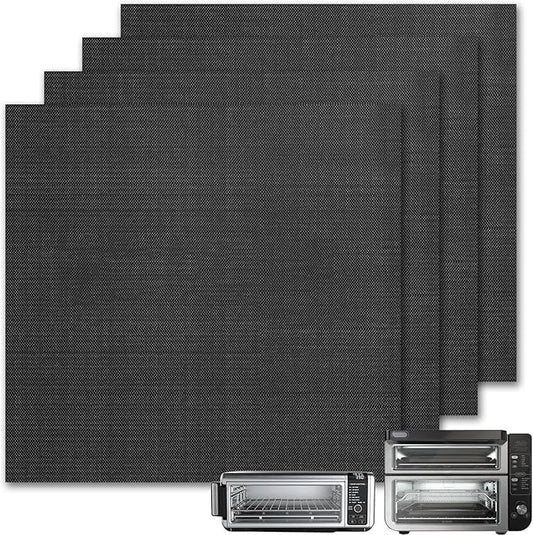 GWYSY 4-Pack Fiberglass Air Fryer Mats 11.81"x12.4" For Ninja SP101/SP201/SP301/DCT401/DCT402 Compatible Oven Liners for Bottom of OvenReusable & Heavy-Duty for Even Cooking