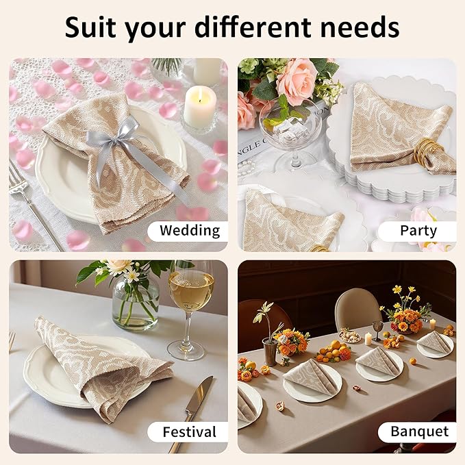 Cloth Napkins Set of 12 Reusable Bohemian,UWWGKK 17x17 Inch Napkins Cloth Washable for Dinner, Restaurant,Wedding,Hotel