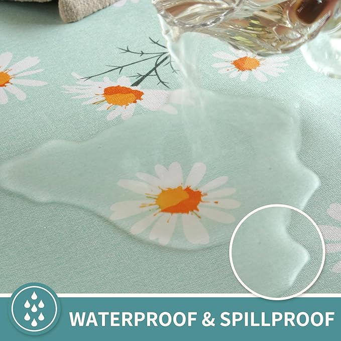 Square Table Cloth,100% Waterproof Tablecloth OilProof SpillProof Vinyl Table Cloth, Wipe Clean Plastic Table Cover for Dining, Camping, Indoor and Outdoor 54" x 54",Mum Bloom
