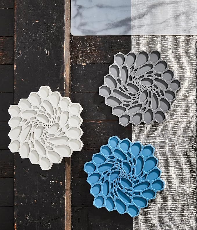 Modern Twist Trivet, 100% Food-Grade Silicone, Up to 675 Degree F Potholder, Single Hot Pad for Tabletop or Countertop, Waterproof, Honey
