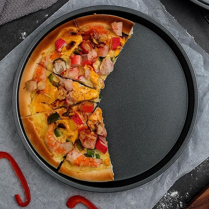TOPINCN Pizza Pan,2Pcs Non Stick Pizza Pan Deep Thickened Carbon Steel Baking Pan for Kitchen Bakery(6 inches)