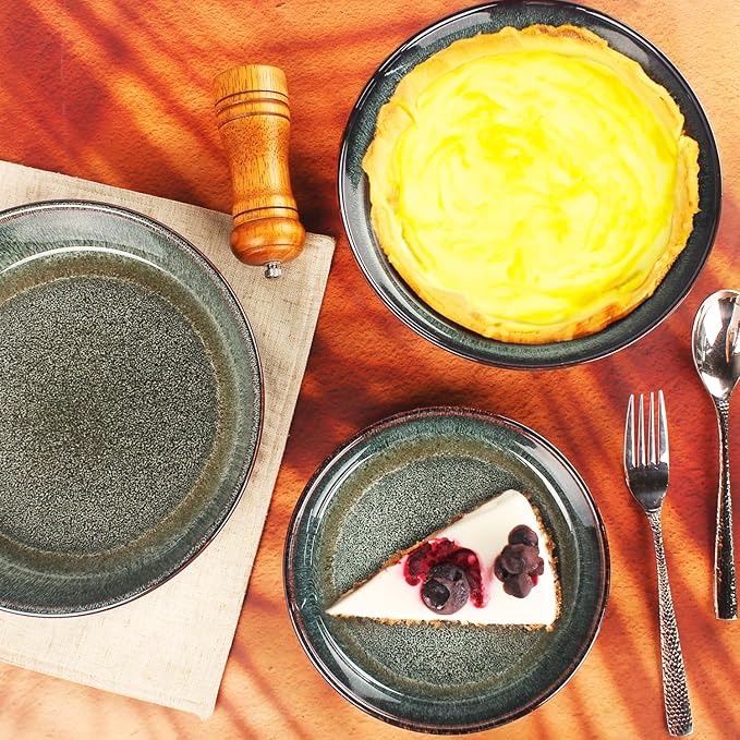 LIUYWYHCF Ceramic Pie Pan Quiche Baking Dish, 10 Inch Round Au Gratin Baking Dishes, 1.9 Qt Non-Stick Tart Pan, Pie Plate for Apple, Oven, Dishwasher and Microwave Safe