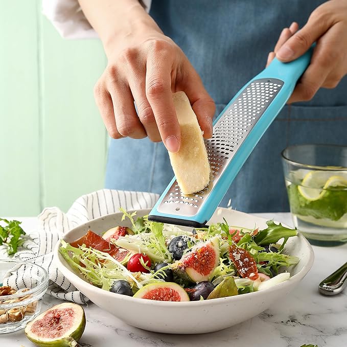 Spring Chef Stainless Steel Premium Swivel Peeler & Handheld Zester/Fine Grater - 2 Product Bundle - Aqua Sky