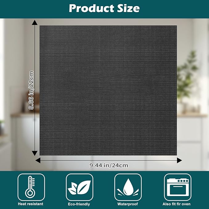 GWYSY Oven Liners for Bottom of Oven, 9.4"x8.7" Reusable Non-Stick Heat Resistant Baking Mat Teflon Sheets for Chefman 10QT Multifunctional Digital Air Fryer, 4 Pack