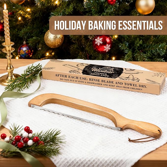 Woodever Sourdough Bread Knife for Both Right and Left Handed Use, 16" Bread Slicer for Homemade Bread, Premium Stainless Steel Serrated Saw Bread Cutter for Bagels, Baguettes (YELLOW)