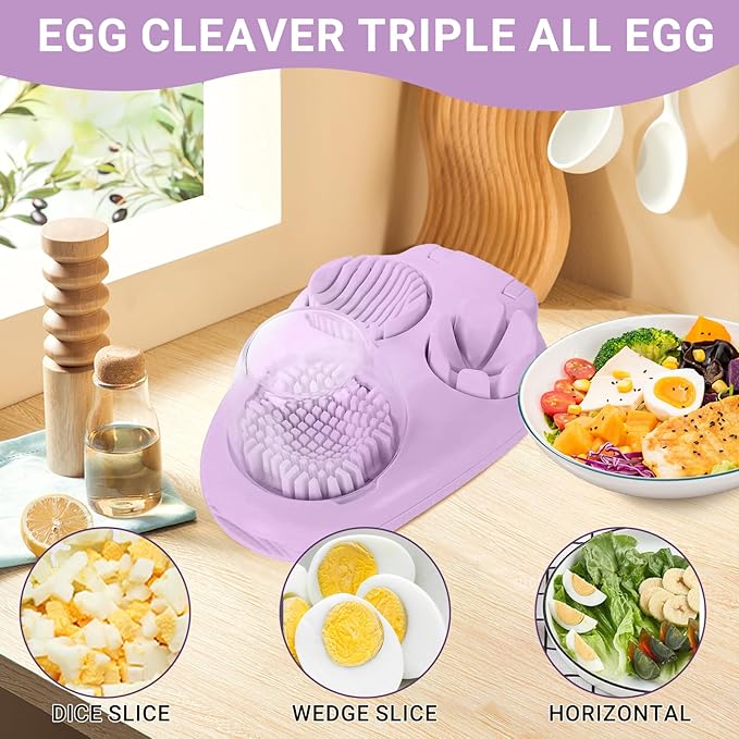 1 Count 3-Mode Egg Slicer, Stainless Steel Wire Egg Cutter for Hard-Boiled Eggs, Soft Fruits and Mushrooms, Kitchen Cutting Tool