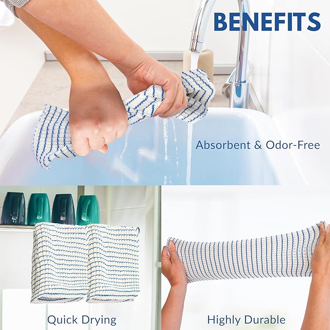 World's Best Kitchen Dish Cloths - Set of 6 Blue Dishcloths for Washing Dishes - Absorbent Poly Cotton Waffle Weave Dish Rags, Made in USA