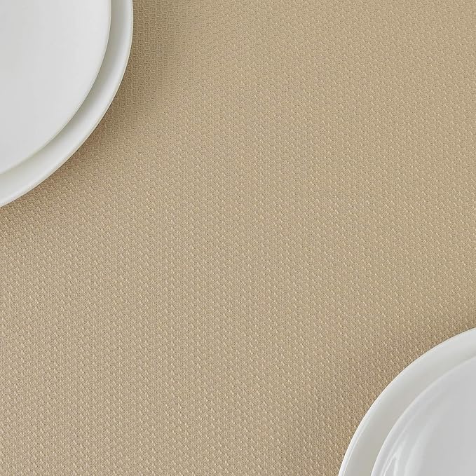 maxmill Jacquard Square Tablecloth Stain Resistant Waterproof Wrinkle Resistant Washable Soft Table Cloth, Decorative Fabric Table Cover for Dining Room, Indoor and Outdoor Use, 52 x 52 Inch, Beige