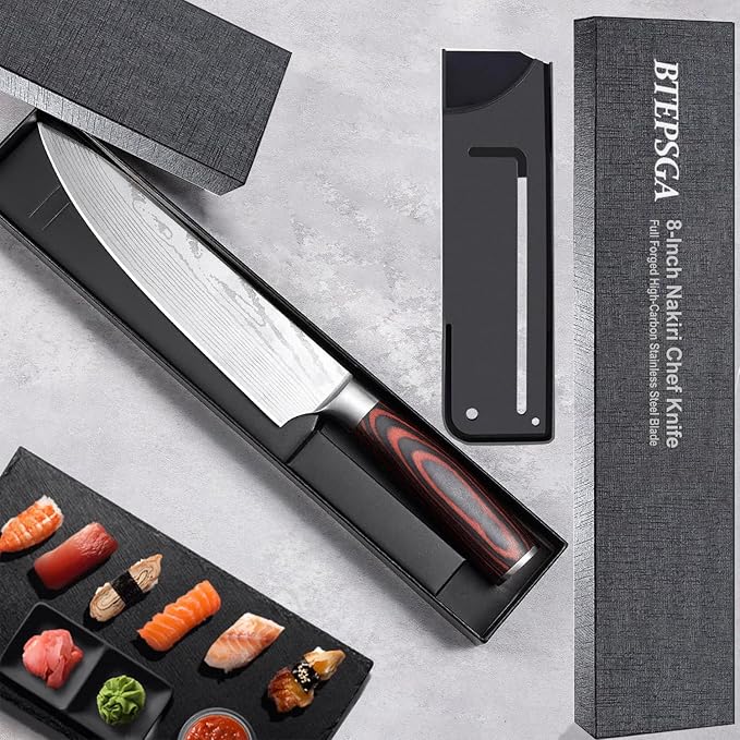 Chef Knife- 8", Razor-Sharp High-Carbon Stainless Steel Kitchen Knife, Ergonomic Handle, Multipurpose Japanese Chef's Knife for Meat & Veggies, Ideal for Gifting