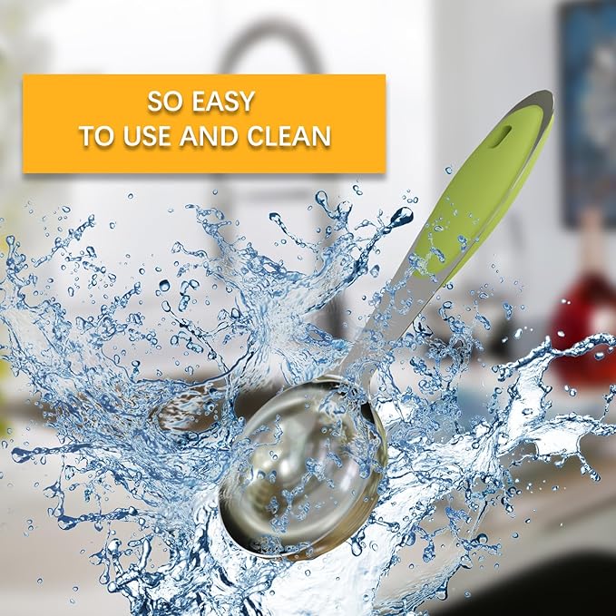 2PCS 1 Tbsp(3tsp, 1/2oz, 15ml) Single Measuring Spoon with Green Silicone Grip, Stainless Steel Individual Measure Scoop Only