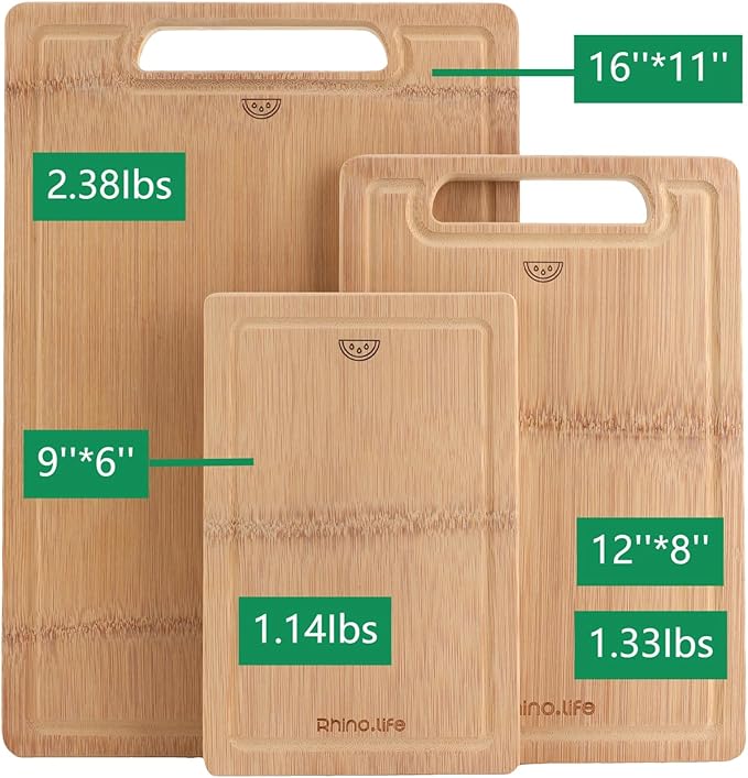 Glue free and Non Toxic, Totally Organic non toxic cutting board Bamboo Cutting Boards set(3 pack) For Kitchen, Non-solid Wood Cutting Board, Chopping Board with Juice Groove