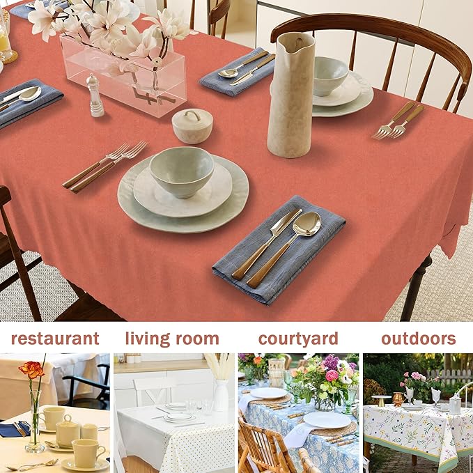 HX&OD Rectangular Tablecloth Cationic Fabric Waterproof Stain Resistant Wrinkle-Resistant for Home/Decoration/Party/Buffet/Wedding/Dining Room/Camping