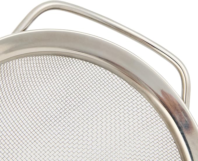Restaurantware Fine Mesh Strainer 1 Count 15" x 7.8" x 3" with Silicone Handle Stainless Steel Extra Fine Mesh Strainer Heat-Resistant Handle Dishwasher-Safe for Rice, Quinoa, Pasta
