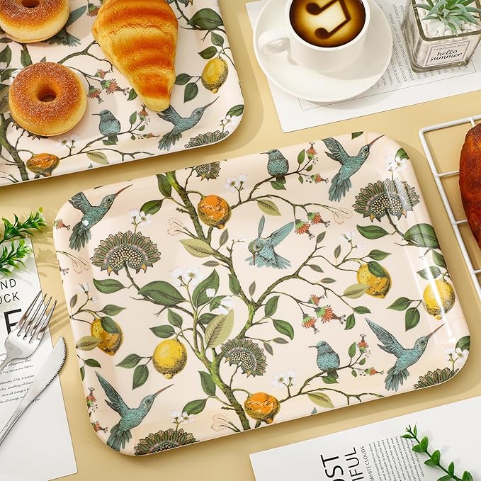 3Pcs Lemon Bird Serving Tray Summer Vintage Melamine Charcuterie Board Cheese Appetizer Board Snack Serving Platter for Home Party Food Supplies