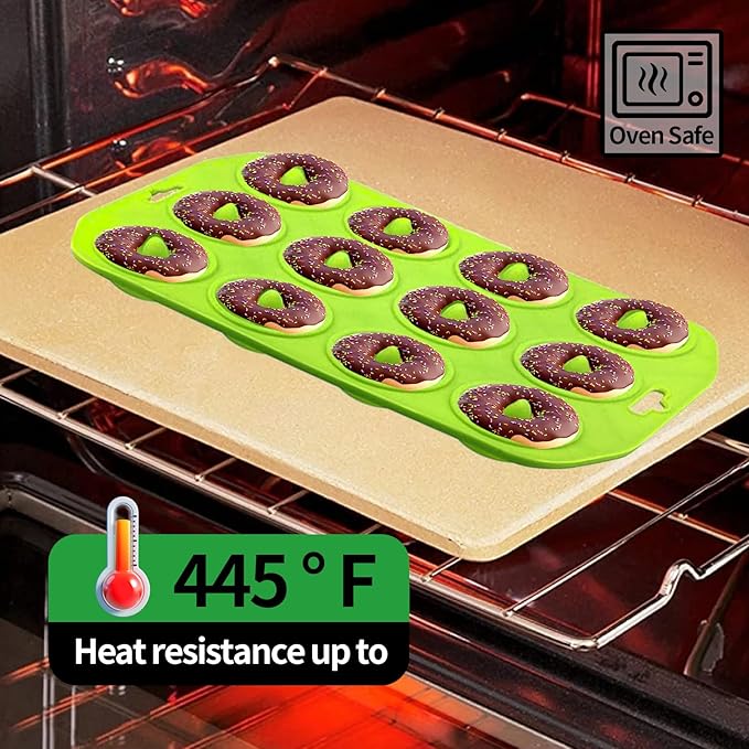 Cupidove Silicone Donut Baking Pans, 12 Holes Mini Donut Mold for Baking Keto Bagels, Tasty Donuts in Party and Festival, Set of 2