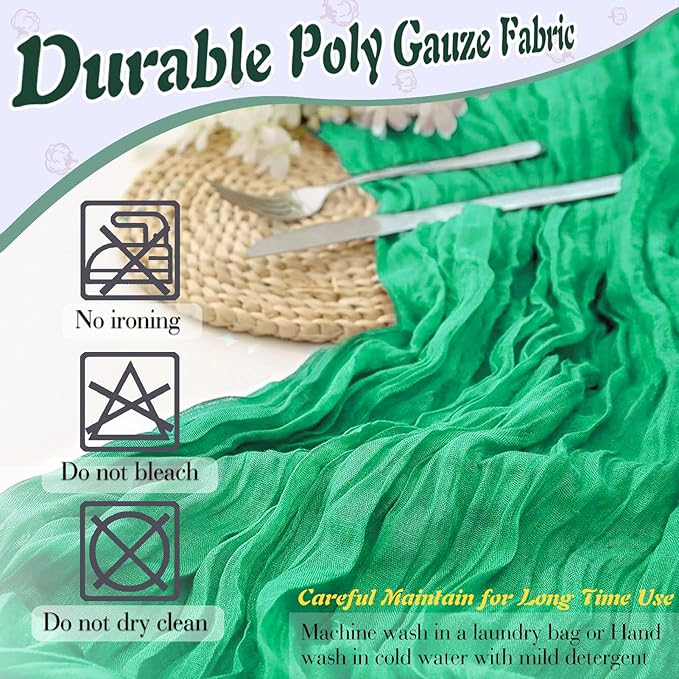 Mint Green Cheesecloth Table Runner 1 Pack 35" Boho Gauze Table Runner 120 inches Long Runner Rustic Sheer Fabric Bulk for Baby Shower Wedding Bridal Birthday Party Table Decorations