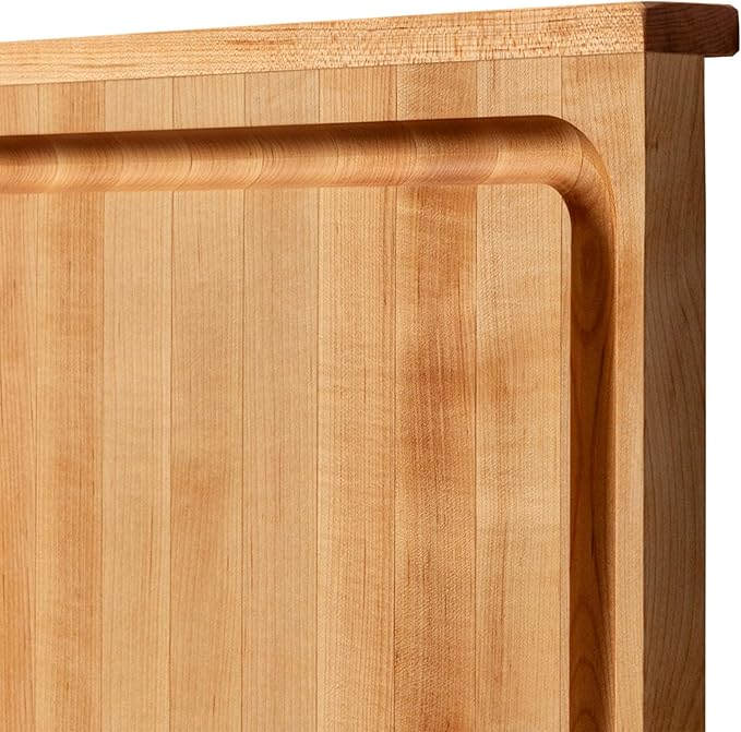 John Boos Countertop Series Rectangular Wooden Maple Cutting Board 23.75”x23.75” – 1.25” Thick, 26-lb Reversible Butcher Block with Juice Groove, Counter Lip & Edge-Grain – Made in the USA
