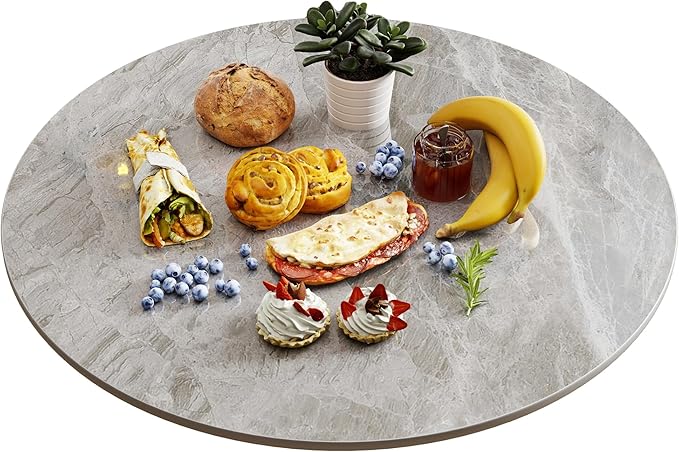 Lazy Susan Turntable 31.4 Inch - 360° Silent Rotating Anti-Slip Serving Tray, Heavy Duty Centerpiece for Kitchen, Dining & Coffee Table - Grey Modern Design with Non-Slip Base