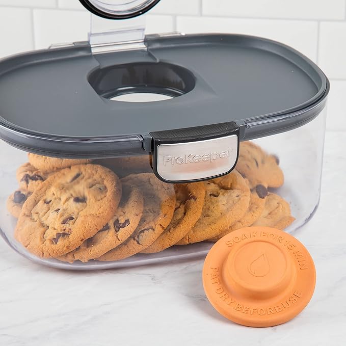 Progressive ProKeeper International Airtight Food Storage Container with Terracotta Disk for Freshness, Stackable & Dishwasher Safe, Ideal for Cookies, Baked Goods, & More 3 Quart, 3-Piece