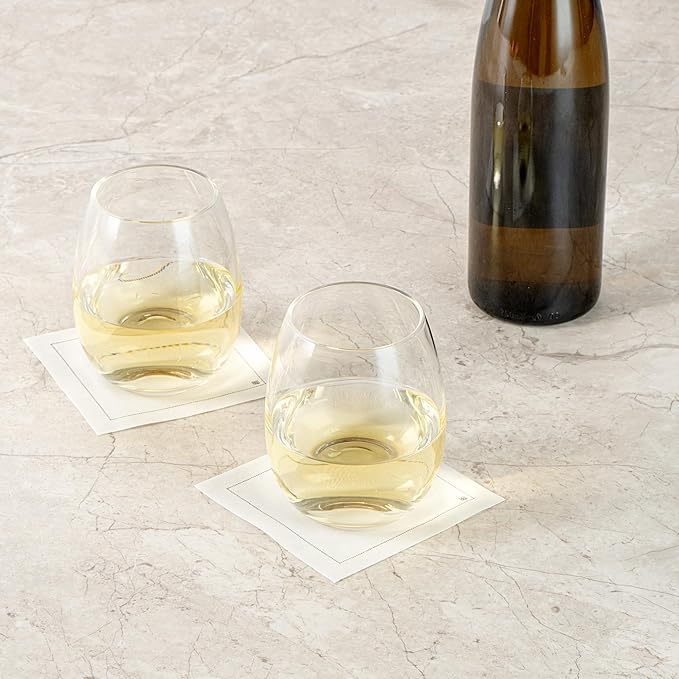 Restaurantware-Vetri 15 Ounce Wine Glasses, 6 Dishwashable Stemless Wine Glasses - No Lead, Durable, Clear Glass Stemware, For Home, Bar, Or Restaurant, Serve Merlot, Chardonnay, Or Bordeaux