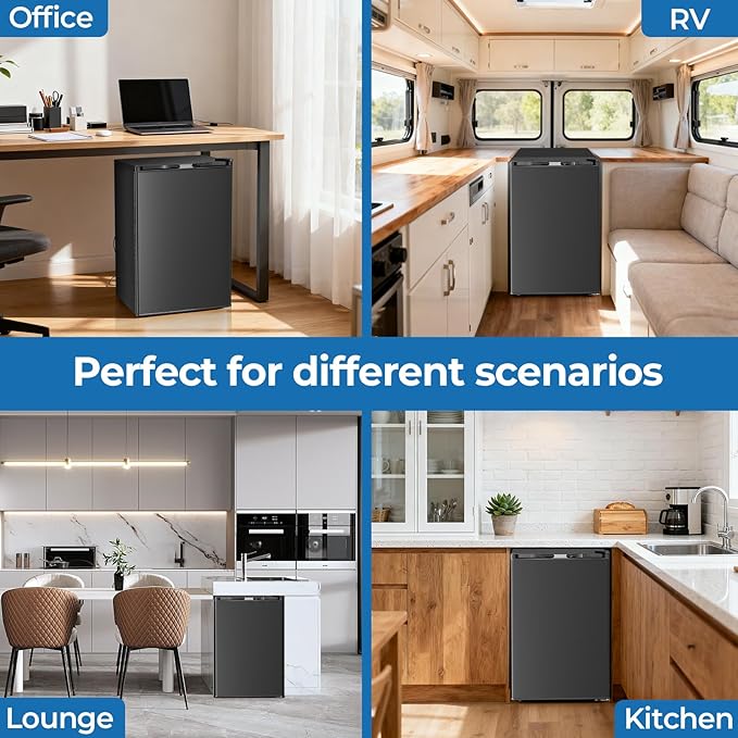 Compact Refrigerator 4.4 Cu.ft Mini Fridge, Single Door Refrigerator with Adjustable Temperature Settings, Low noise, for Bedroom, Office, Dorm Black