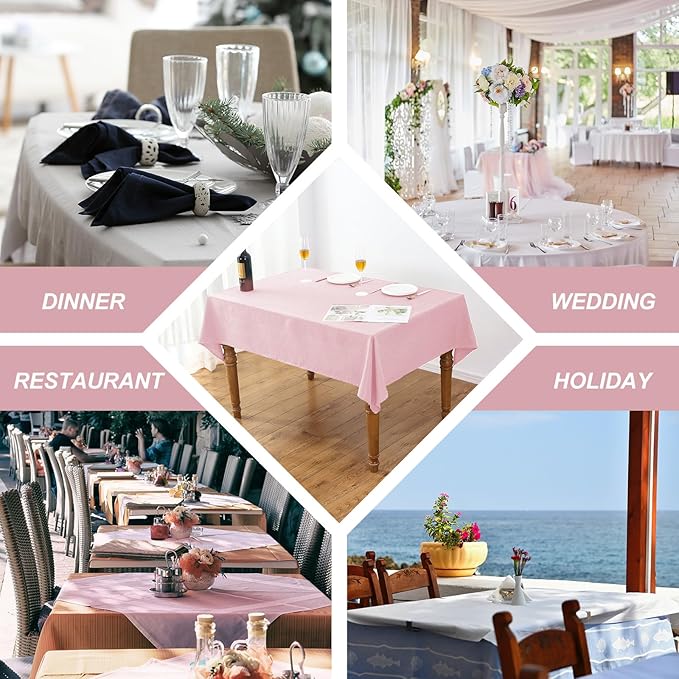 AUSSPVOCT Textured 50 Inch Round Tablecloth Up to 35'' Dia Tables, Waterproof Spill-Proof Wipeable Table Cloth Wrinkle Free Circle Dining Table Cover for Birthday Farmhouse Outdoor Party Tablecloths