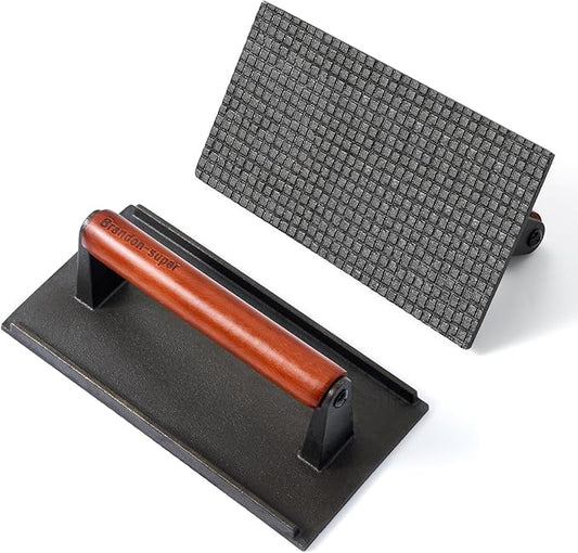Brandon-super Smash Burger Press Two-Piece Set - Impurity-Free Cast Iron Meat Bacon Griddle Hamburger Smasher Tool