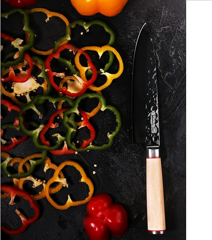 YOUSUNLONG Chef Knife 8 Inch - Japanese High Carbon AUS8 German Stainless Steel Kitchen Knives - Natural Canadian Maple Wood Handle - Cooking Knife