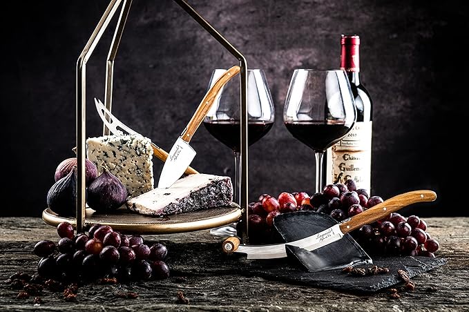 Laguiole Style de Vie Cheese knives, Luxury Line, 3 pieces, Olive Wood, in giftbox
