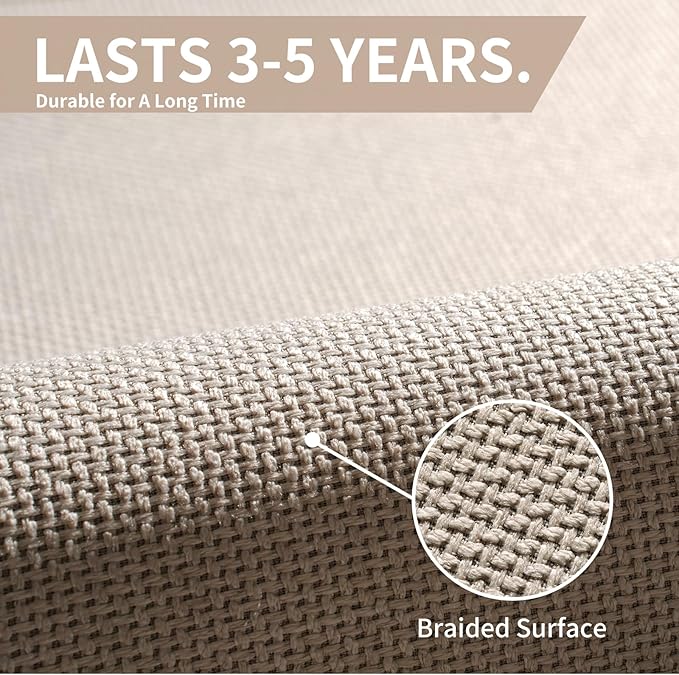 Kitchen Mats for Floor, Super Absorbent Kitchen Rugs Non Slip Washable, Soft Imitation Linen Braided Runner Rug, Standing Mat Kitchen Sink Mat, Easy to Clean, Beige 17x71