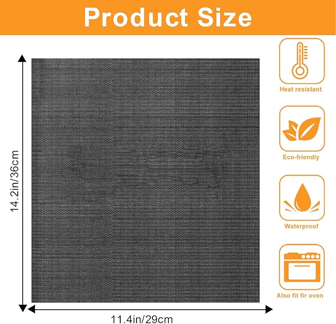 GWYSY Oven Liners for Bottom of Oven, 11.4"x14.2" Reusable Non-Stick Heat Resistant Toaster Liners Toaster Mat for for Cuisinart TOA-95 Air Fryer Toaster Oven, 4 Pack