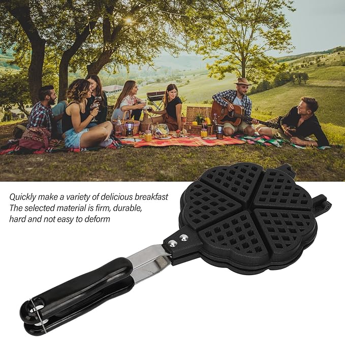 5.9in Mini Waffle Maker Pan, Stovetop Waffle Skillet, Aluminum Alloy and Plastic Portable Waffle Maker for Waffles Sandwich Toaster, Multi Use for Home Camping Picnics