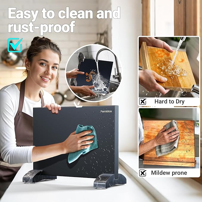 Magnetic Knife Holder Block,Black Magnetic Knife Stand for Kitchen Counter Top,Double Sided Stainless Steel Knife Storage,Strong Magnet Knife Rack