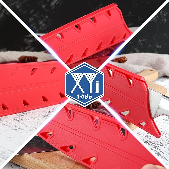 XYJ 2pcs/set Knife Covers Sleeves Knives Edge Guard,Universal Knife Sheath, Santoku Knife Case Blade Guards Protector Red Kitchen Knife Cover Sleeve (For 8" Chef Knife or 7 '' Santoku Knife)