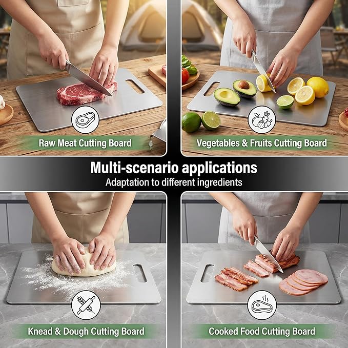 Titanium Cutting Board for Kitchen,Titanium Cutting Boards, Double Sided Non Toxic Chopping Board for Cutting Meat Vegetable Fruit,Easy to Clean(L:13.39L*9.06W)