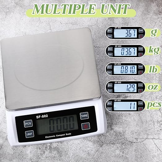Copkim Large Digital Kitchen Scale 66LB 30kg Commercial Food Scale Stainless Bread Scale with LCD Display Commercial Weighing Devices for Baking Cooking(Silver)