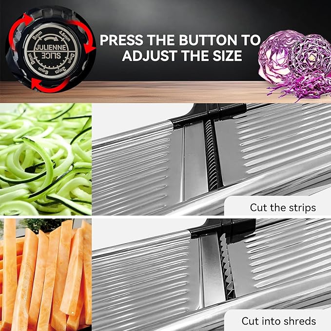 Mandoline Slicer,Mandoline Food Slicer for Kitchen,Mandolin,Vegetable Chopper,Vegtable Slicer,Adjustable Stainless Steel Veggie Onion Tomato Julienne Cutter with Cut-1 Pair Cut-Resistant Gloves