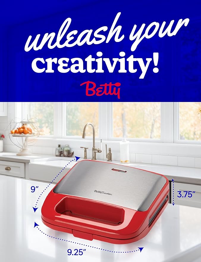 3-in-1 Indoor Grill, Sandwich/Panini Press & Waffle Maker Plus, Red