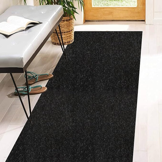 2' x 5' Runner Rugs with Rubber Backing, Indoor Outdoor Utility Carpet Runner Rugs, Black, Can Be Used as Aisle for The RV and Boat, Laundry Room and Balcony