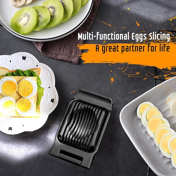 Egg Slicer, Egg Slicer for Hard Boiled Eggs, Stainless Steel Wire Egg Slicer, Heavy Duty Aluminium Egg Cutter Dishwasher Safe for Egg Strawberry Soft Fruit, Black