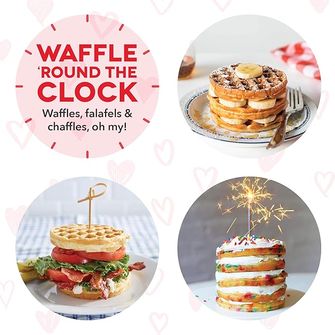 Dash Mini Waffle Maker- Electric Waffle Maker for Fun Breakfasts - Dual Nonstick Cooking Surface - Enjoy Fun, Family-Friendly Treats - Red Love Heart
