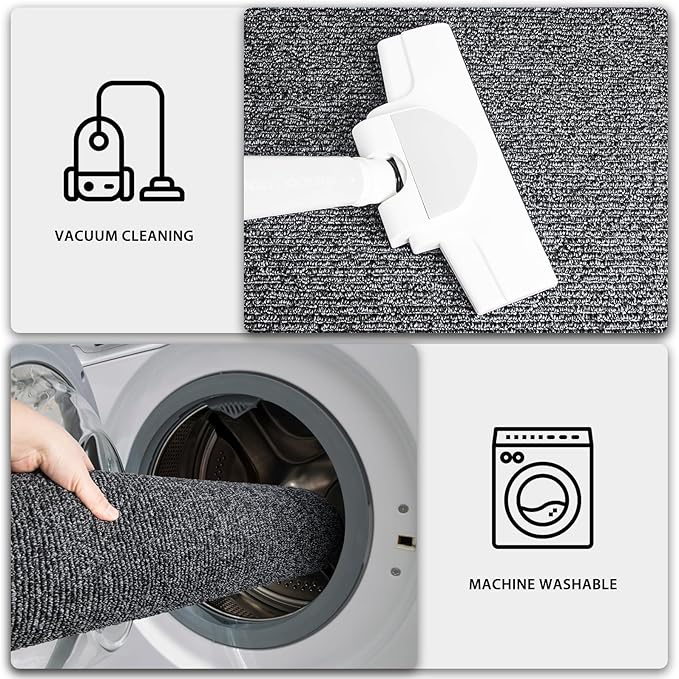 PURRUGS Machine Washable Kitchen Rug 32" x 48", Non-Slip/Skid Kitchen Runner Rugs & Floor Mats, Super Absorbent Soft Area Rugs for Sink, Kitchen & Laundry, Rolled Packaging, Charcoal