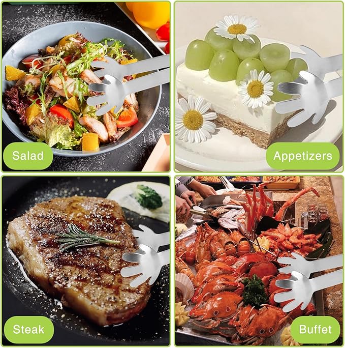 LOGJAM 1 Set Silicone Clip-on Strainer for Pots and Stainless Steel Food Tong, Heat Resistant Pasta Strainer and Tongs for Kitchen