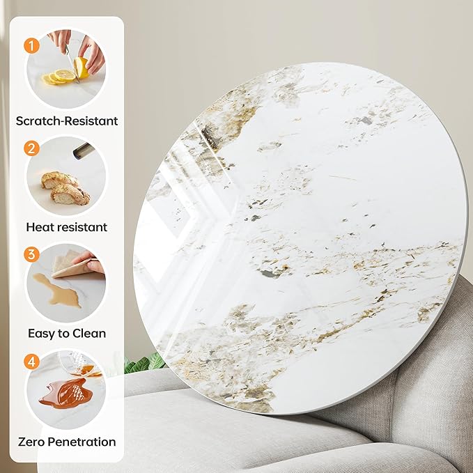 Lazy Susan Turntable 35.4 Inch-360°Silent Rotating Anti-Slip Serving Tray,Heavy Duty Centerpiece for Kitchen,Dining &Coffee Table-Brown Modern Design with Non-Slip Base
